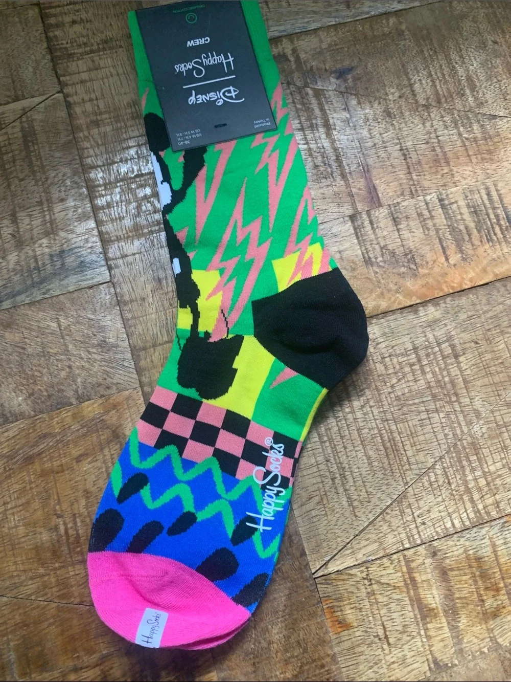 Happy Socks Neon Graphic Crew Socks - Green, Pink, Blue, Yellow & Black